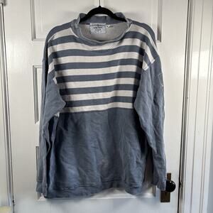 Vintage Rugby 80s Striped Pattern Sweater Top Size Large Blue